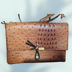 Le Miel Chic Brown, Tan Foux Lether Vegan Crossbody Bag with Embossed Design